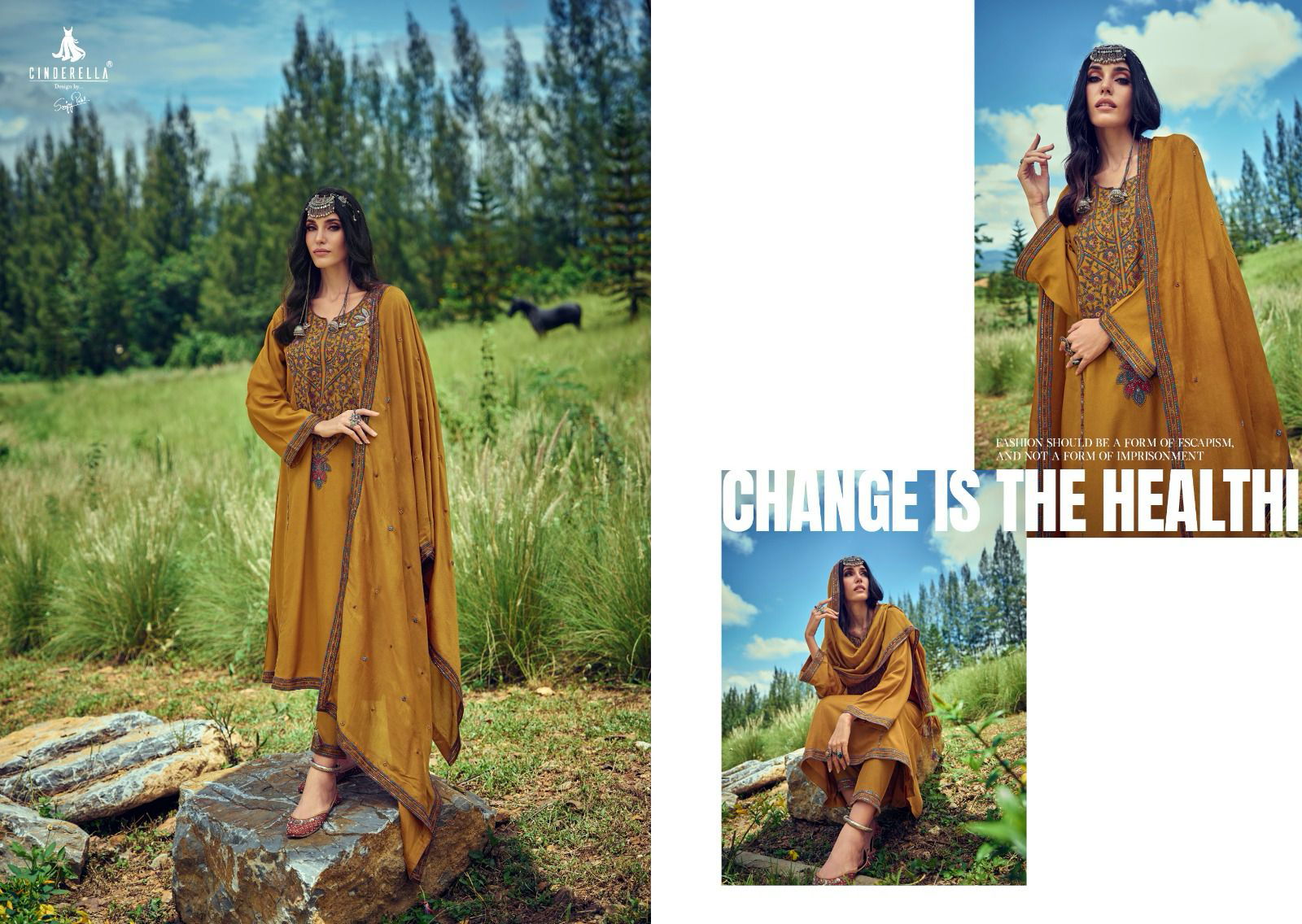 The Festive Edit By Cinderella Heavy Pashmina Suits Catalog